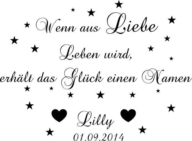 Wandtattoo Aufkleber Spruch Wenn aus Liebe Leben wird...+ Name 20