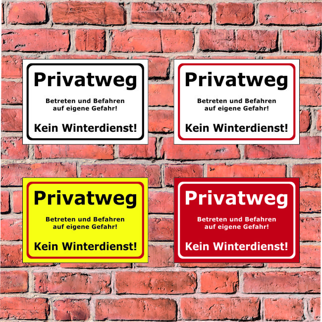 stabiles PVC-Schild Privatweg Durchgang auf eigene Gefahr!