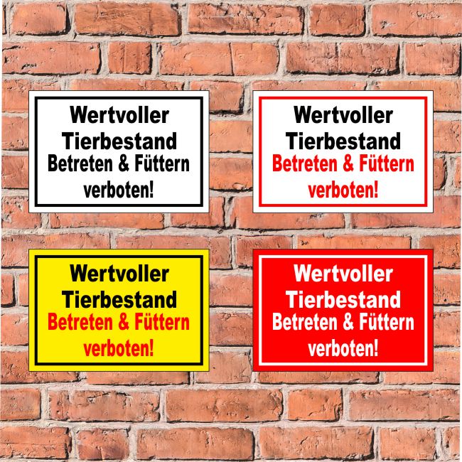 Schild Wertvoller Tierbestand Betreten Futtern Verboten 4 Grossen S 013 Ebay