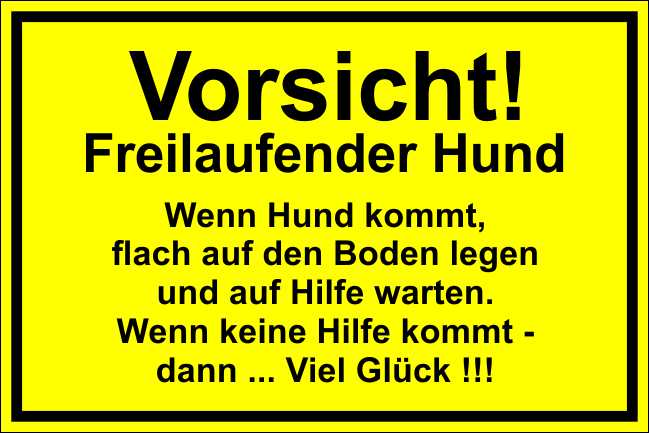Schild Vorsicht Achtung Freilaufender Hund 30x20cm Warnschild Tür